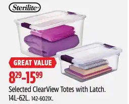 Canadian Tire Selected ClearView Totes with Latch offer