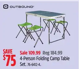 Canadian Tire OUTBOUND 4-Person Folding Camp Table Set offer