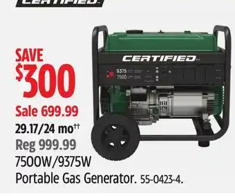 Canadian Tire CERTIFIED 7500W/9375W Portable Gas Generator offer