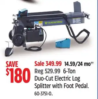 Canadian Tire 6-Ton Duo-Cut Electric Log Splitter with Foot Pedal offer