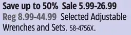 Canadian Tire Selected Adjustable Wrenches and Sets offer