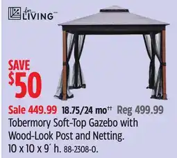 Canadian Tire Tobermory Soft-Top Gazebo with Wood-Look Post and Netting offer