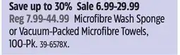 Canadian Tire Microfibre Wash Sponge or Vacuum-Packed Microfibre Towels offer
