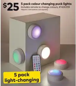 Giant Tiger 5 pack colour changing puck lights offer
