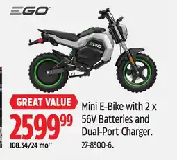 Canadian Tire EGO Mini E-Bike with 2 x 56V Batteries and Dual-Port Charger offer