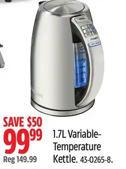 Canadian Tire 1.7L Variable-Temperature Kettle offer