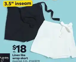 Giant Tiger Linen like wrap skort offer