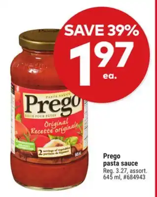 Giant Tiger Prego pasta sauce offer