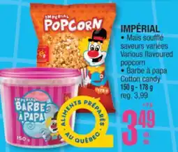 Jean Coutu IMPÉRIAL Various flavoured popcorn, Barbe Cotton candy offer