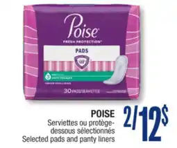 Jean Coutu POISE Selected pads and panty liners offer