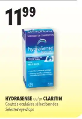 Familiprix HYDRASENSE or CLARITIN Selected eye drops offer