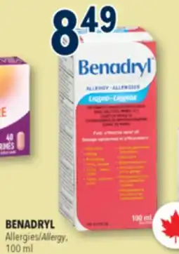 Familiprix Benadryl Allergies solution liquide 100ml / Benadryl Allergy solution liquid offer