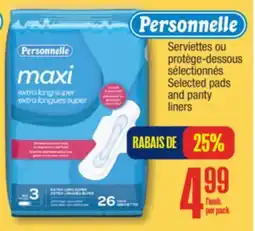 Jean Coutu PERSONNELLE Selected pads and panty liners offer