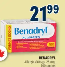 Familiprix Benadryl Allergies caplets format écono 100un / Benadryl Allergy caplets value size 100un offer
