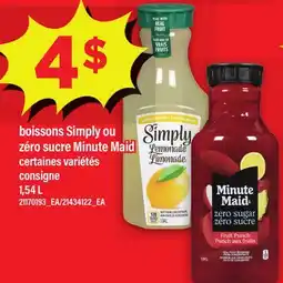 Maxi BOISSONS SIMPLY OU ZÉRO SUCRE MINUTE MAID offer