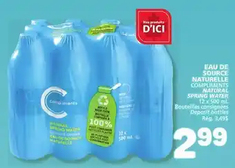 Marché Bonichoix COMPLIMENTS NATURAL SPRING WATER offer