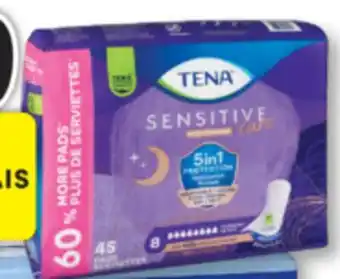 Familiprix Tena Sensitive Care Extra Coverage overnight pads 45un offer