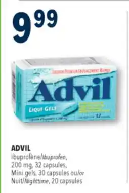 Familiprix ADVIL,Ibuprofen, 200 mg, 32 capsules, Mini gels, 30 capsules or Nighttime, 20 capsules offer
