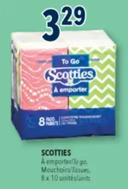 Familiprix Scotties To Go 3-ply tissues Pack 8x10un offer