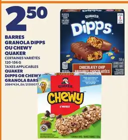 Provigo BARRES GRANOLA DIPPS OU CHEWY QUAKER, 120-156 G | QUAKER DIPPS OR CHEWY GRANOLA BARS offer