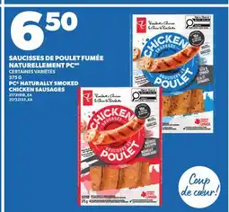 Provigo SAUCISSES DE POULET FUMÉE NATURELLEMENT PC, 375 G | PC NATURALLY SMOKED CHICKEN SAUSAGES offer