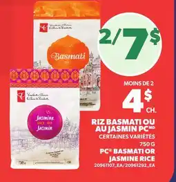 Provigo RIZ BASMATI OU AU JASMIN PC, 750 G | PC BASMATI OR JASMINE RICE offer
