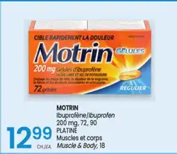 Uniprix MOTRIN Ibuprofène/Ibuprofen 200 mg, 72, 90 PLATINE Muscles et corps Muscle & Body, 18 offer