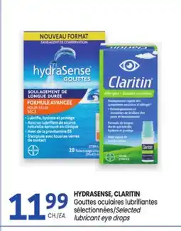 Uniprix HYDRASENSE, CLARITIN Gouttes oculaires lubrifiantes sélectionnées/Selected lubricant eye drops offer