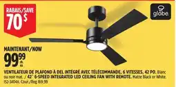 Canadian Tire GLOBE 42˝ 6-SPEED INTEGRATED LED CEILING FAN WITH REMOTE offer