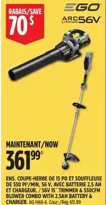 Canadian Tire EGO 56V 15 TRIMMER & 530CFM BLOWER COMBO WITH 2.5AH BATTERY & CHARGER offer