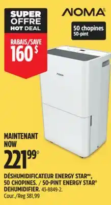 Canadian Tire NOMA 50-PINT ENERGY STAR DEHUMIDIFIER offer