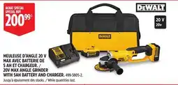 Canadian Tire DEWALT 20V MAX ANGLE GRINDER WITH 5AH BATTERY AND CHARGER offer