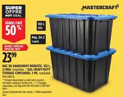 Canadian Tire MASTERCRAFT 102L HEAVY-DUTY STORAGE CONTAINER, 2-PK offer