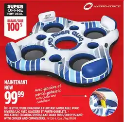 Canadian Tire INFLATABLE FLOATING RIVER/LAKE QUAD TUBE/PARTY ISLAND WITH COOLER AND CUPHOLDERS offer
