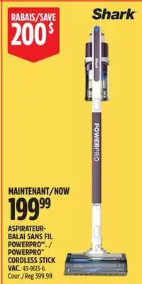 Canadian Tire Shark POWERPRO CORDLESS STICK VAC offer