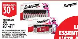 Canadian Tire ENERGIZER MAX ALKALINE BATTERIES, 36/AA OR 24/AAA offer