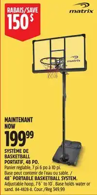 Canadian Tire 48˝ PORTABLE BASKETBALL SYSTEM offer