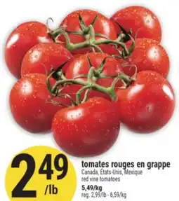 Marché Adonis tomates rouges en grappe | red vine tomatoes offer