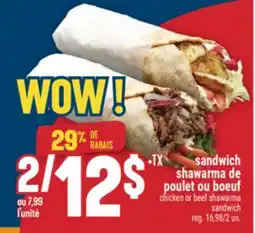 Marché Adonis sandwich shawarma de poulet ou bœuf | chicken or beef shawarma sandwich offer