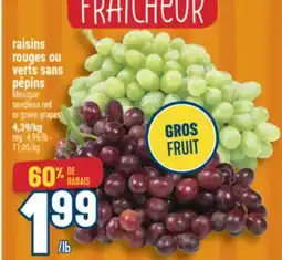 Marché Adonis raisins rouges ou verts sans pépins | seedless red or green grapes offer