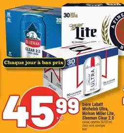 Marché Richelieu BIÈRE LABATT MICHELOB ULTRA, MOLSON MILLER LITE, SLEEMAN CLEAR 2.0 | BEER offer