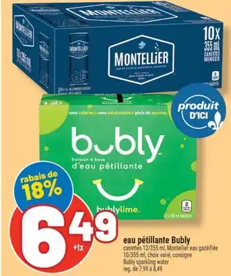 Marché Richelieu EAU PÉTILLANTE BUBLY | BUBLY SPARKLING WATER offer