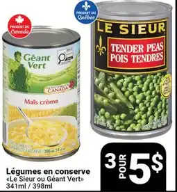 Pasquier Légumes en conserve Le Sieur ou Géant Vert offer