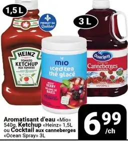 Pasquier Aromatisant d'eau Mio 540g, Ketchup Heinz 1,5L ou Cocktail aux canneberges Ocean Spray 3L offer