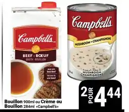 Pasquier Bouillon 900ml ou Crème ou Bouillon 284ml Campbell's offer