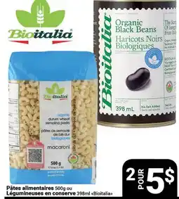 Pasquier Pâtes alimentaires 500g ou Légumineuses en conserve 398ml Bioitalia offer