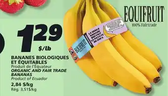 IGA ORGANIC AND FAIR TRADE BANANAS offer