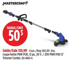 Canadian Tire MASTERCRAFT 20V PWR POD 12˝ Trimmer Combo offer