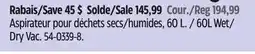 Canadian Tire MASTERVAC 60L Wet/ Dry Vac offer