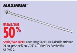 Canadian Tire MAXIMUM 24˝ 1⁄2˝-Drive Flex Breaker Bar offer